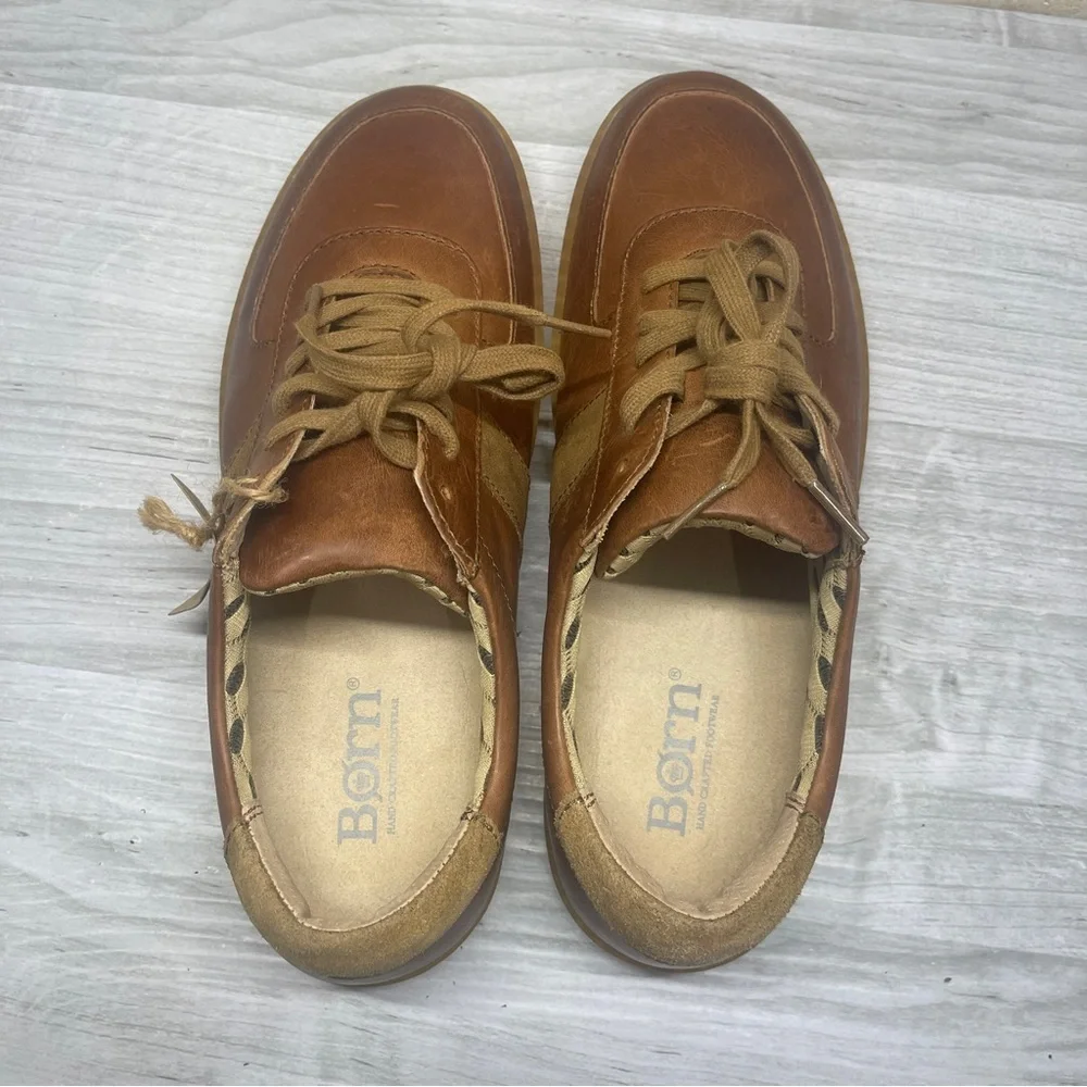 Born Ashram II Brown Leather Lace-Up Comfort Sneakers Men’s Size 12